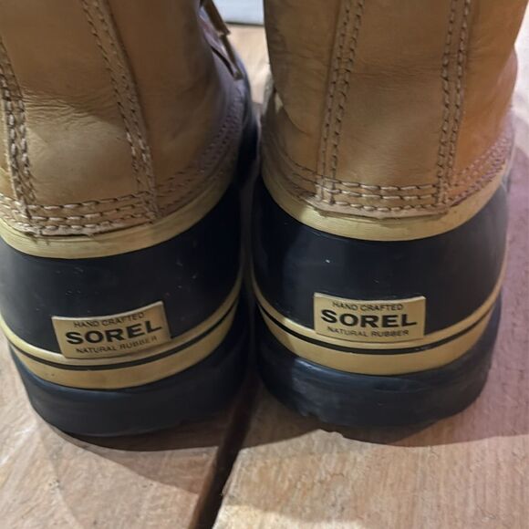 Sorel Caribou Buff Tan Black Waterproof Lace Up Boots B94 - Picture 10 of 11
